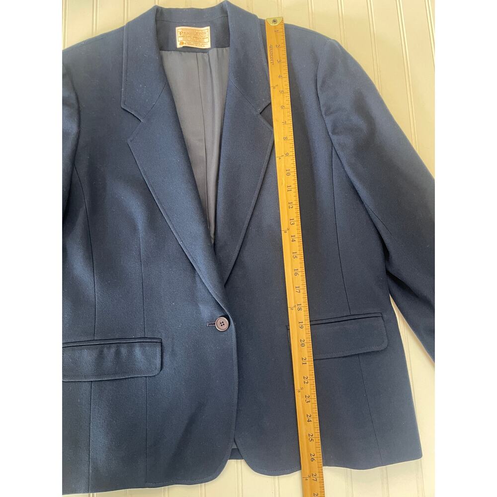 Vintage Pendleton Virgin Wool Blazer Jacket Preppy Navy Made USA Womens 16 - Picture 3 of 9